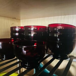 Anchor Hocking Baltic Royal Ruby Sherbet dishes (10)
